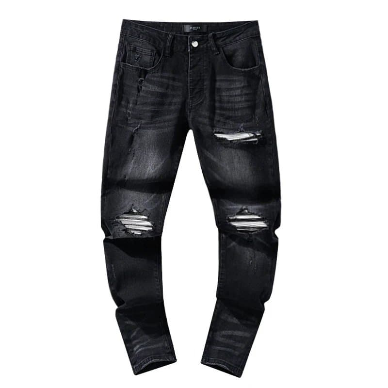 Distressed Slim Fit Jeans Paint Splatter Ripped — 11