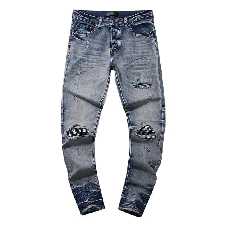 Distressed Slim Fit Jeans Paint Splatter Ripped — 28
