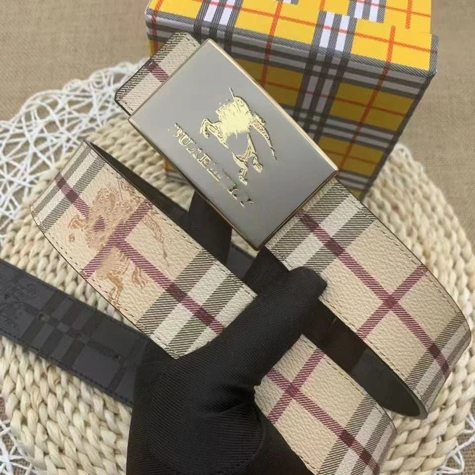 Burberry Check Print Belt Equestrian Knight Logo