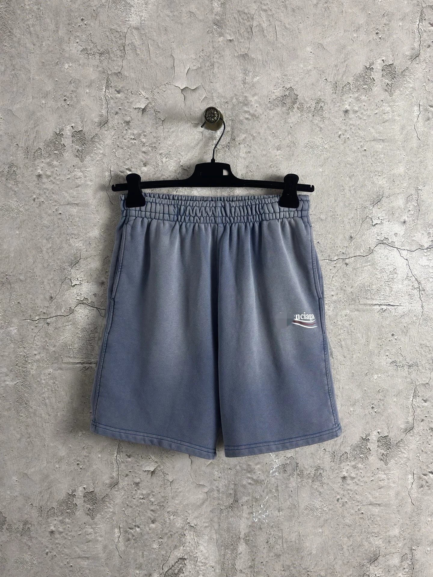 Balenciaga Logo Shorts Washed Grey