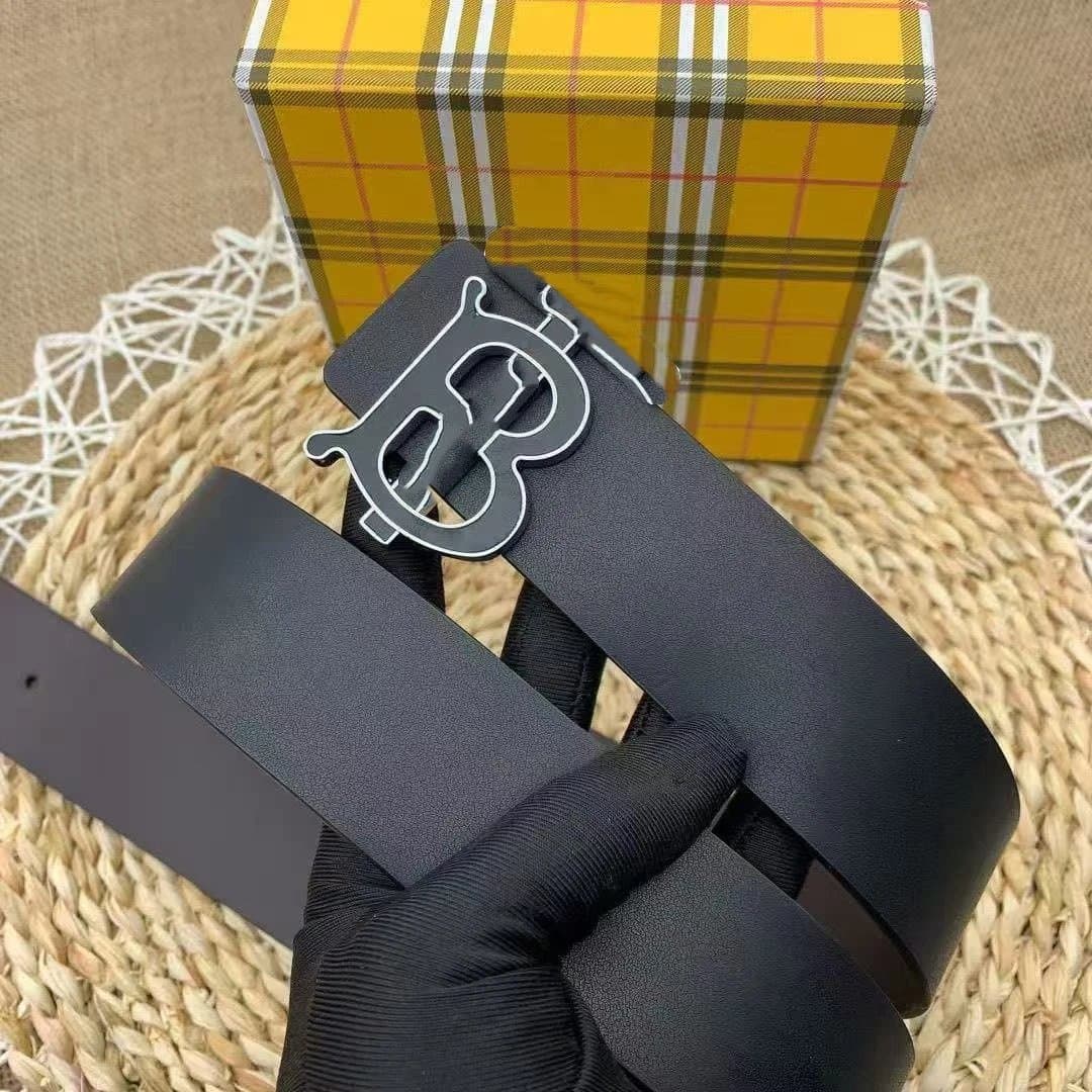 Burberry TB Logo Belt Monogram Embossed — TB银边+格子
