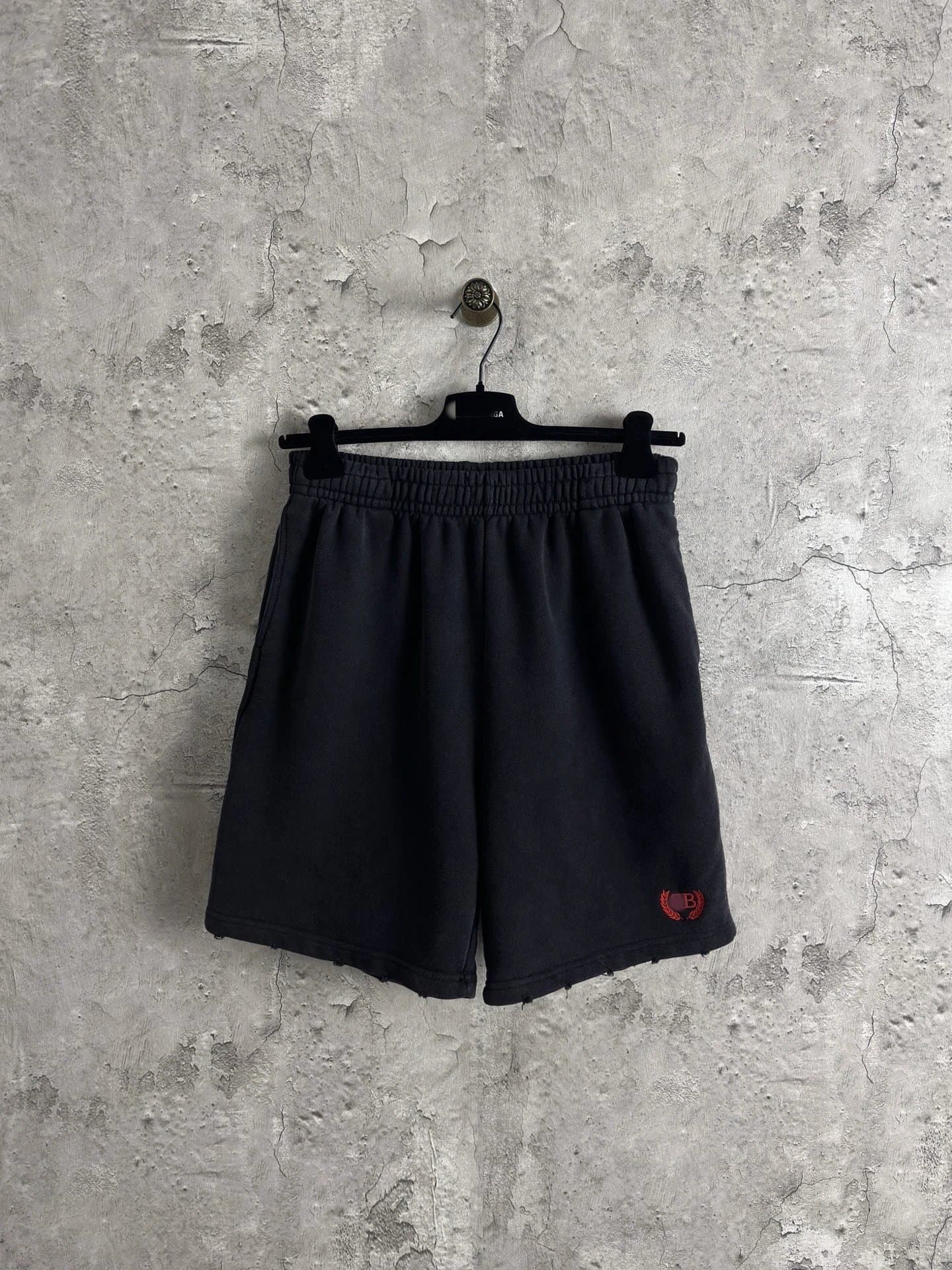 Balenciaga Logo Shorts Washed Grey — 4