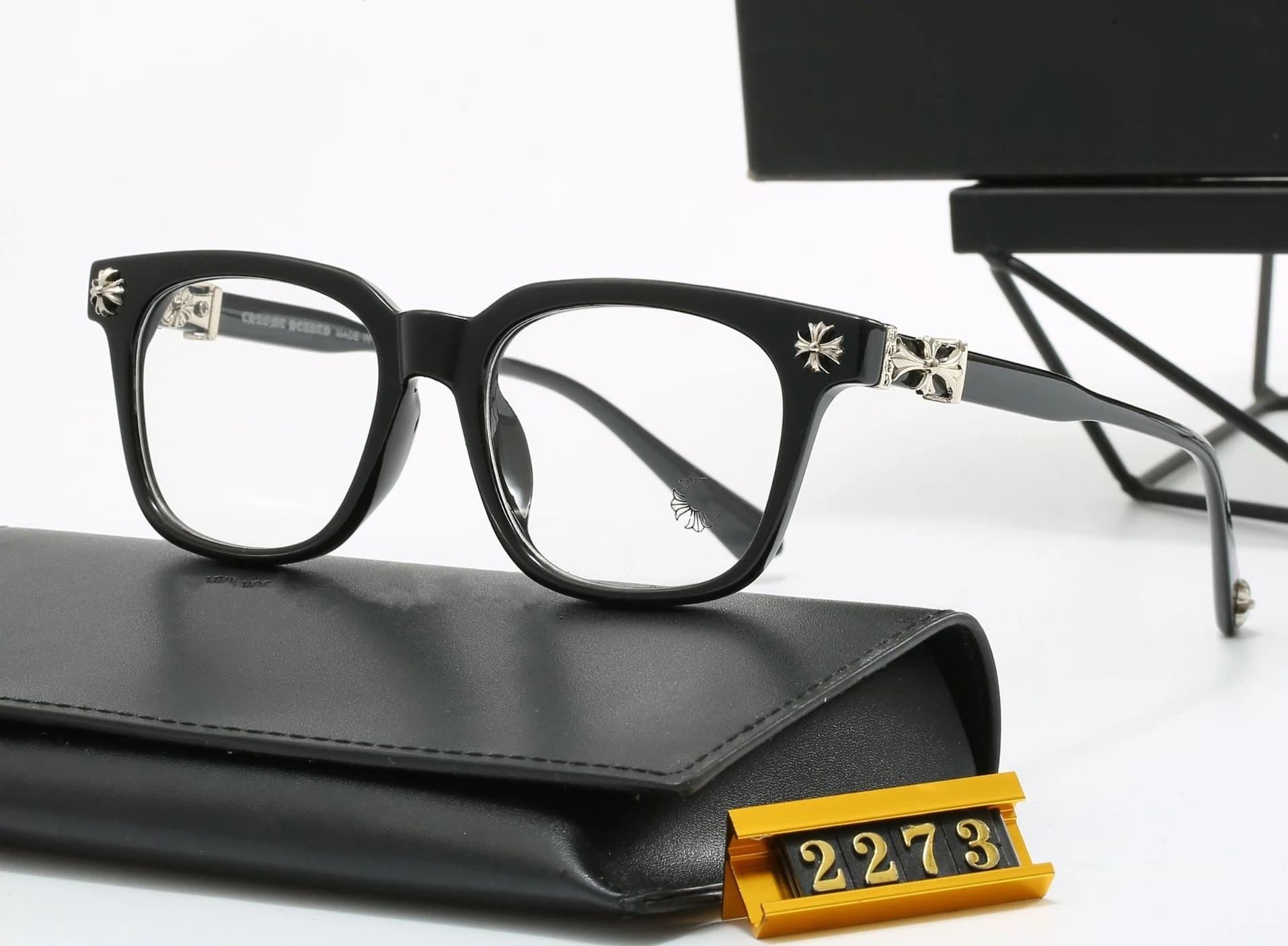 Eyeglasses Chrome Hearts Logo Temples — 黑银框