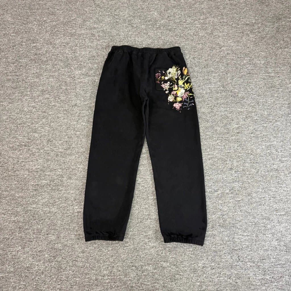 Balenciaga Embroidered Jeans Cherry Blossom Patch — 510刺绣抓绒卫裤(黑)