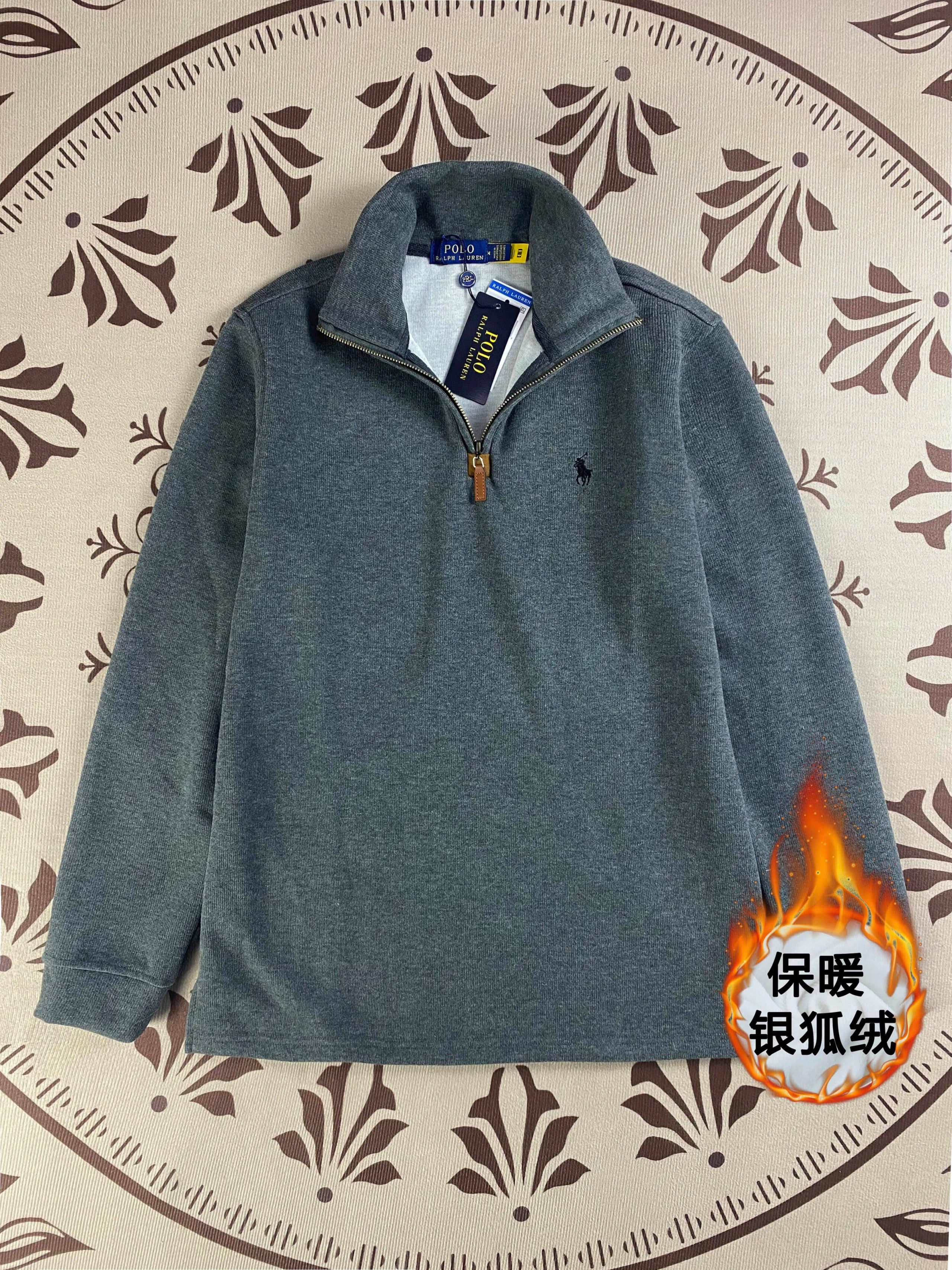 Polo Ralph Lauren Half-Zip Sweatshirt Oatmeal — 深灰色(加绒)