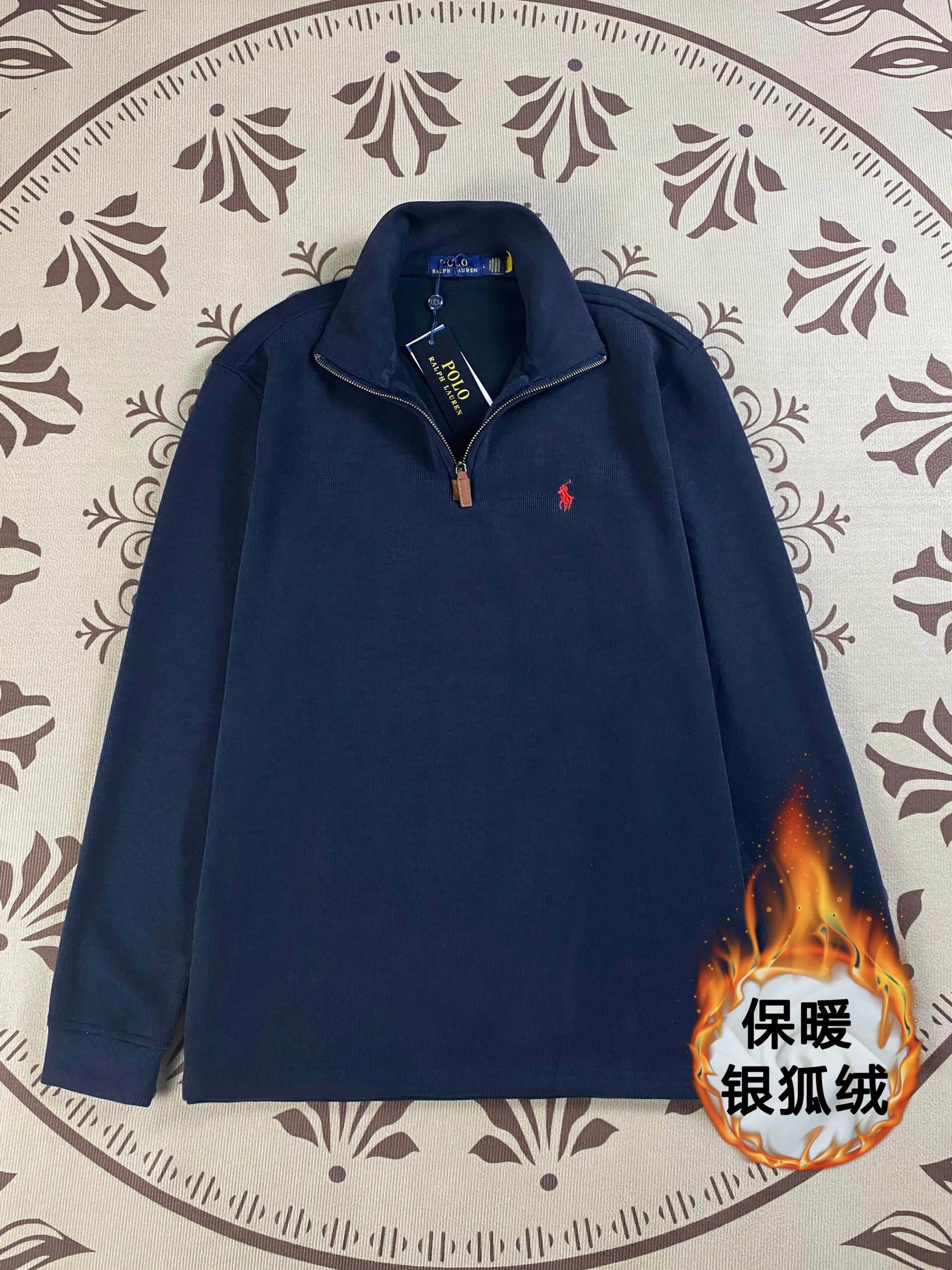 Polo Ralph Lauren Half-Zip Sweatshirt Oatmeal — 藏青色(加绒)