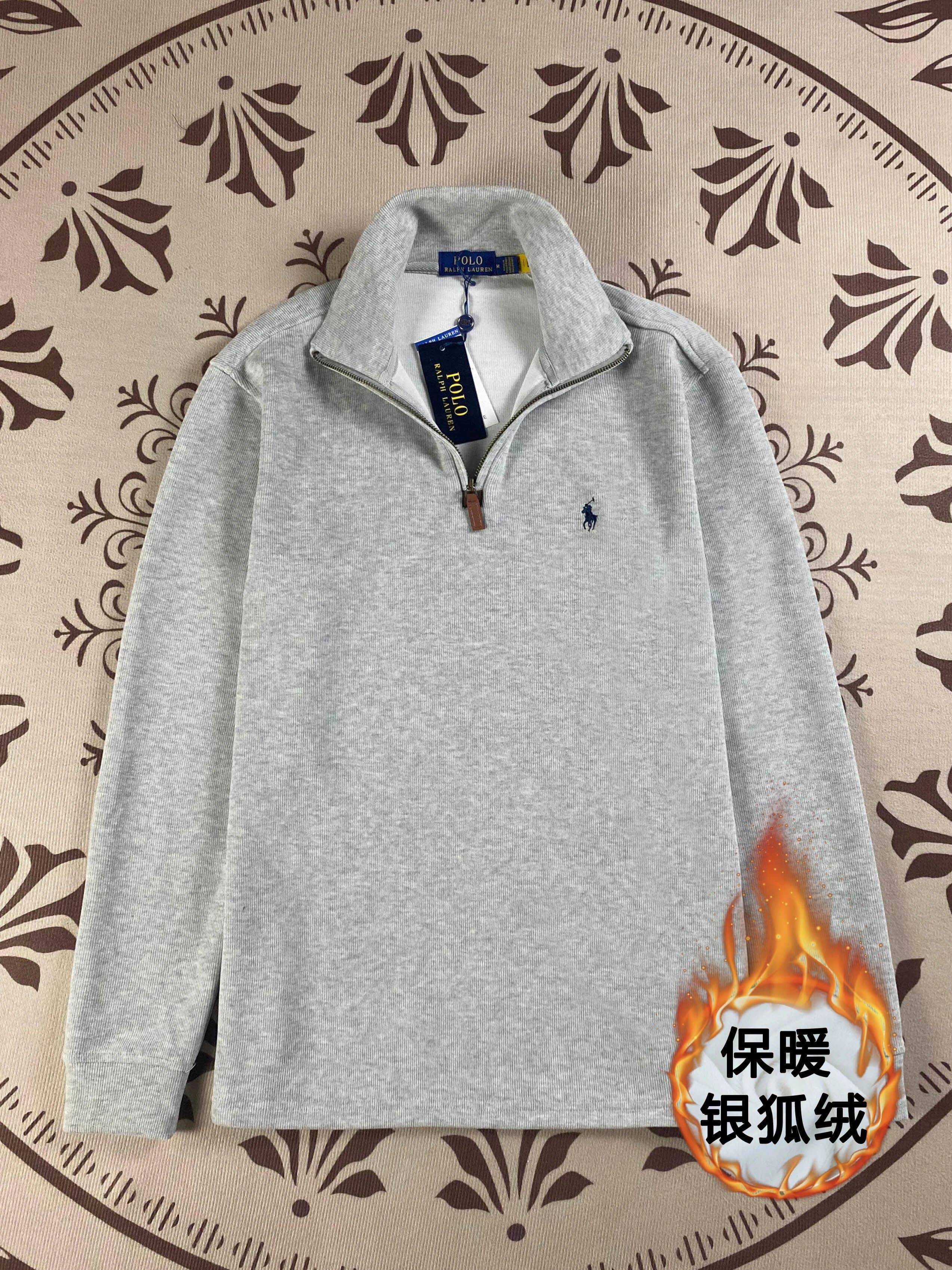 Polo Ralph Lauren Half-Zip Sweatshirt Oatmeal — 浅花灰(加绒)