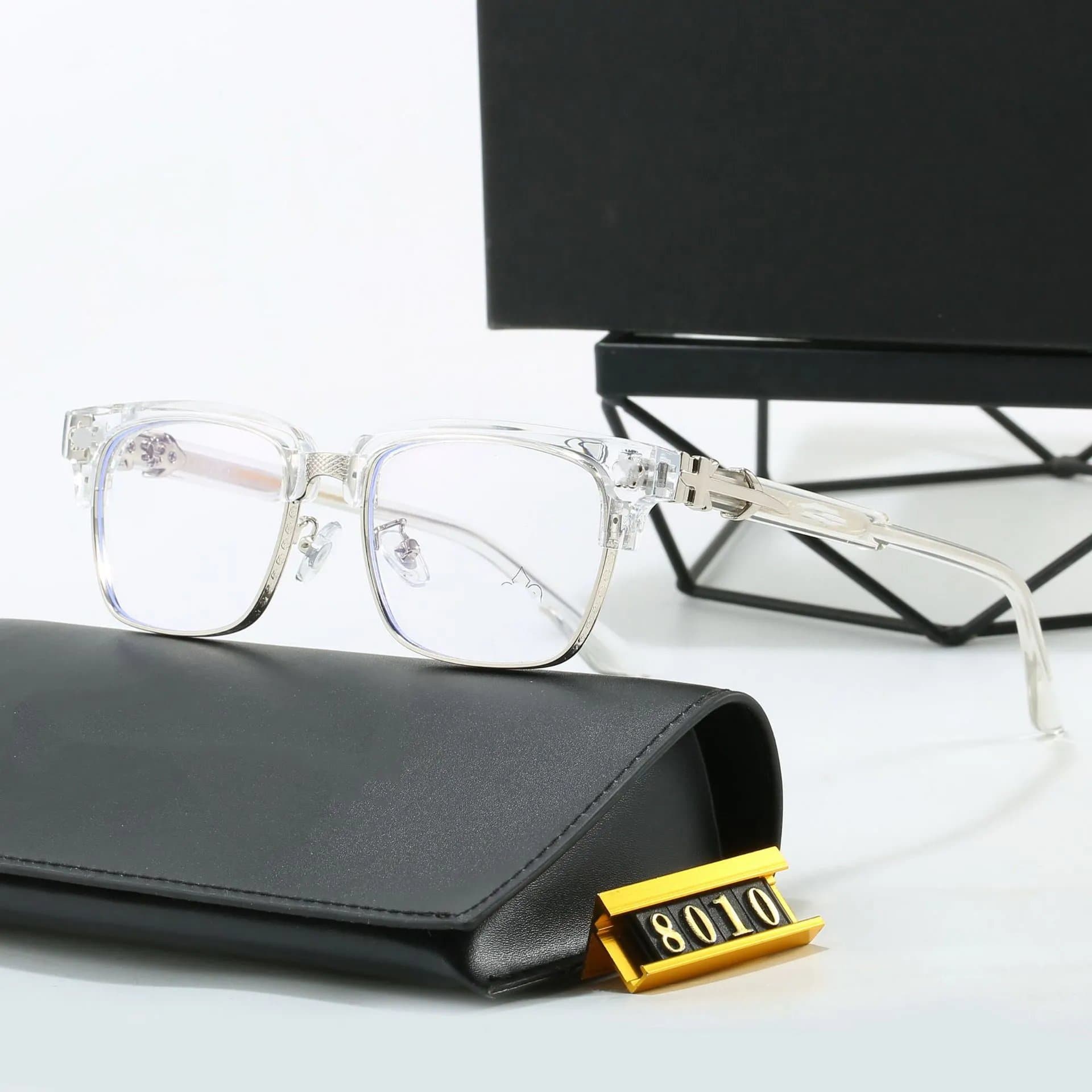 Eyeglasses Chrome Hearts Logo Temples — 8010-透明框透明片