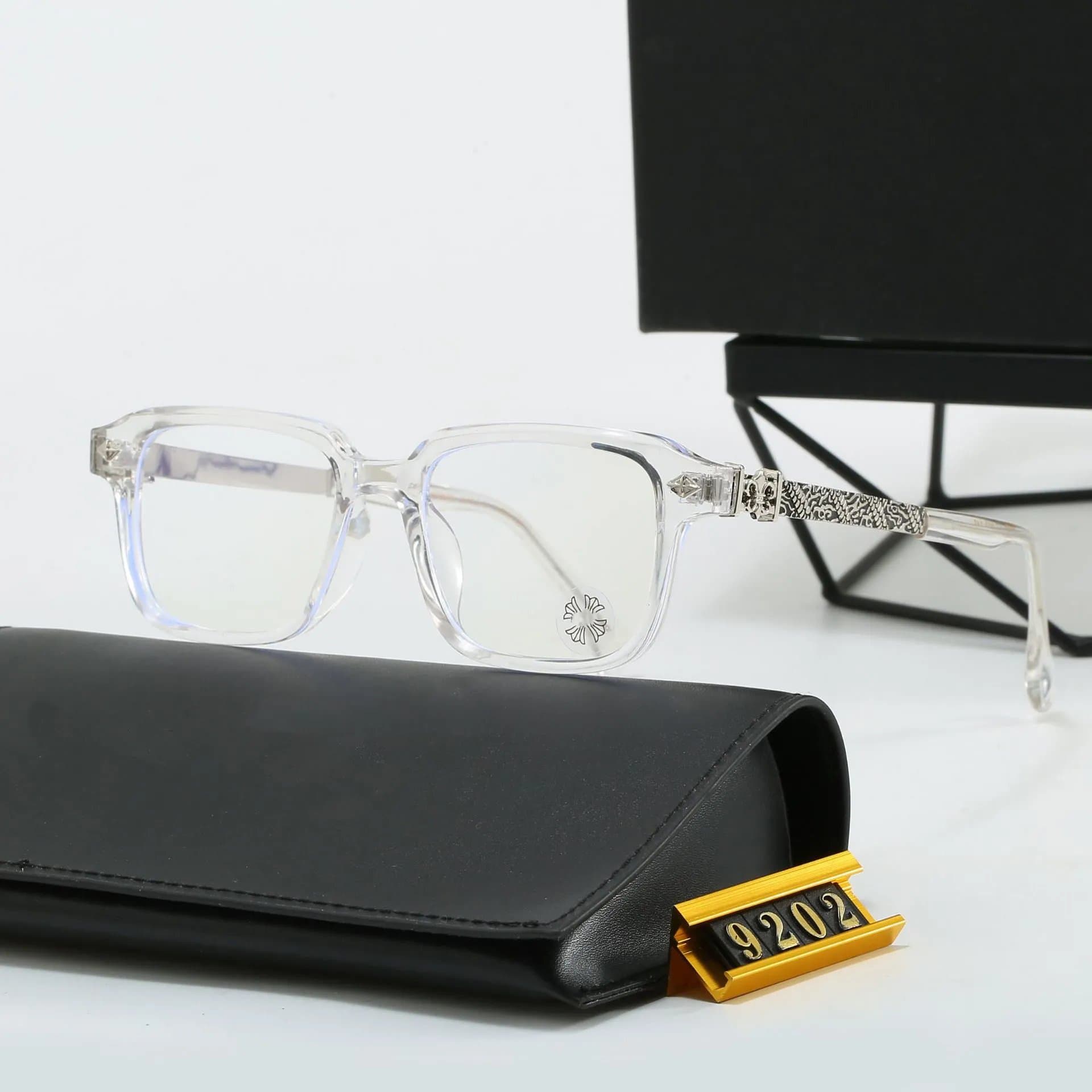 Eyeglasses Chrome Hearts Logo Temples — 9202-透明银