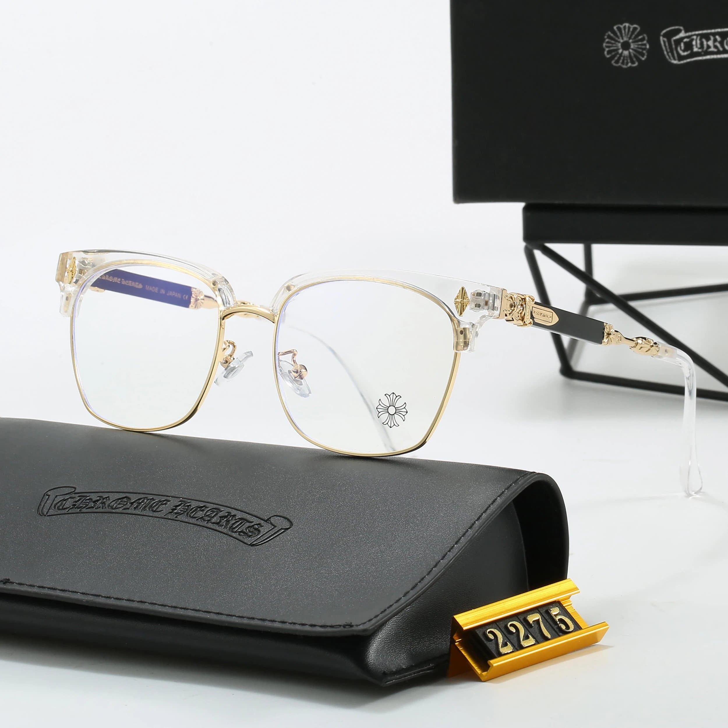 Eyeglasses Chrome Hearts Logo Temples — 2275-透明金框
