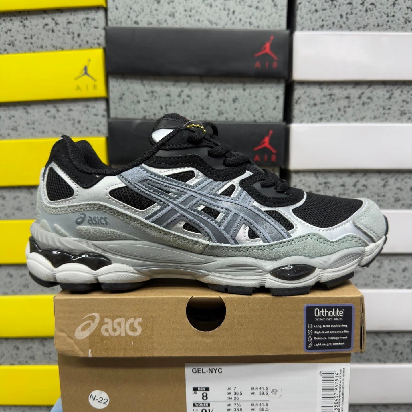 Asics GEL-NYC Silver Yellow — 黑蓝灰